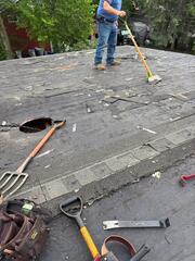 Removal of the shingles & underlayment