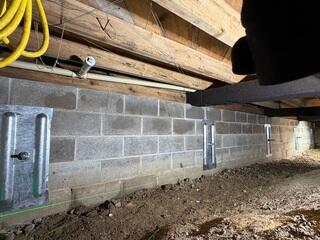 Interior Wall with Multiple Anchors Installed