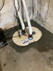 TripleSafe Sump Pump Cemented into Foundation