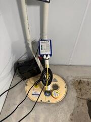 TripleSafe was installed in the corner of the basement to pump out heavy loads of water with its three pumps; one primary, one secondary, and one battery-backup pump for emergencies.