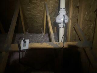 Radon Fan and Piping installed in Attic