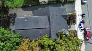 A drone view of the home in Allston, MA before any work was started.