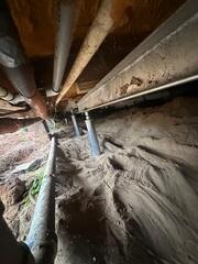 SmartJack Supports Installed to Lift and Stabilize Sagging Floors