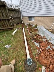 Exterior drainage system installed for Basement Waterproofing