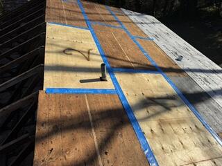 New Plywood, Seams Taped, & Ice and Water Installed