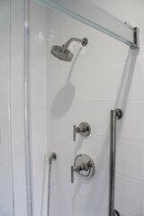 Close-up of Shower Controls and Hand Bar