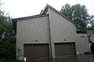 2 car garage siding installed