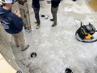 Helical Pier Installation Inside Pool Prior to Poly Injection | Jacksonville, FL