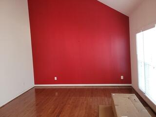 Newly painted bedroom wall