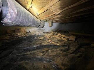 Before Installation - Moldy, Dirty Crawl Space Materials