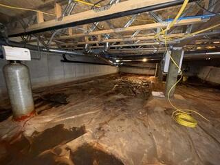 Before Installation - Damp, Dirty Crawl Space