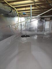 Encapsulated Crawl Space with SilverGlo and Sump Pump Water Management