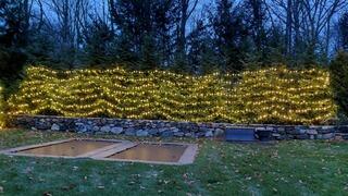 Holiday Lights on Shrubs in Woodbridge, CT