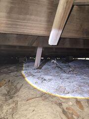 During the crawl space inspection, the LRE Design Specialist discovered several areas that needed additional support, as the floor joists were noticeably sloping.