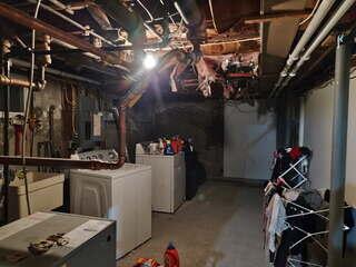 Basement ceiling prior to finishing.