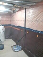 Pump and discharge line installed