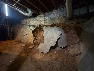 Fixing a failing basement wall with EverBrace in Mount Crawford, Virginia