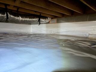 One key ingredient in our encapsulation system is the CleanSpace&reg; vapor barrier, a super-durable 20-mil plastic sheet designed to permanently prevent moisture, outside air, and pests from entering your crawl space.