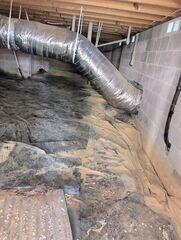 During inspection we observed dust, debris, mud, and moisture issues in this crawl space that needed drainage issues dealt with.