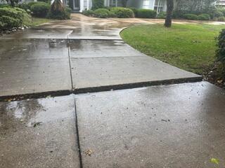 Tree roots beneath the homeowner's concrete driveway had caused the slabs to heave upward, creating a serious tripping hazard.