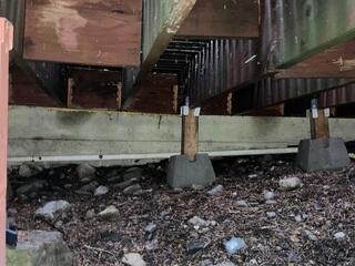 Original Crawl Space Supports Showing Signs of Settlement