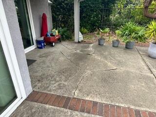 Settled Patio Slab Before Concrete Repair