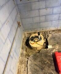The TripleSafe sump pump will catch any water and pump it to the exterior of the basement.