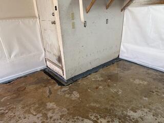 We removed the floor around the walls to install our WaterGuard System.