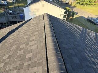 Finished Roofing system in shingle color: Granite Black