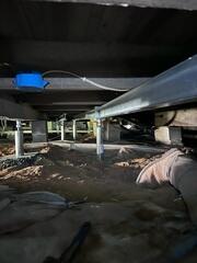 This system covers a large span of the floor and stabilized it from further settlement.