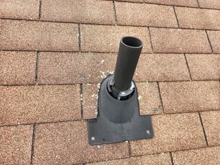 The flying squirrels had chewed right into several of the roof boots...