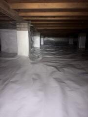 Brick is porous, so we wrap brick piers to prevent condensation