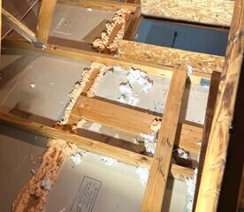 After removing the previous insulation, our crew completely air sealed the attic preparing the space for the Cellulose Insulation.