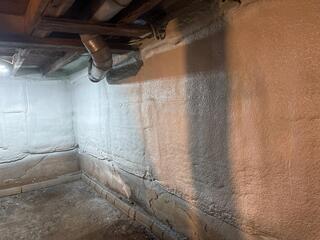 Spray foamed foundation walls