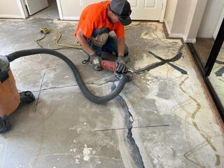 Preparing a Cracked Concrete Slab for Repair