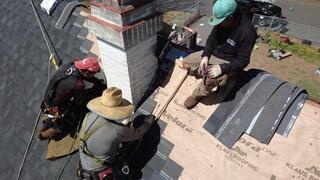 Careful Work Around the Chimney