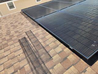 Now that the bats have been safely removed from this property, we will begin our exclusion. One of the areas the bats were roosting under were the solar panels, so we installed our solar panel exclusion kit around the entire perimeter of the solar panels.