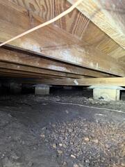 An inspection of the homeowner's crawl space revealed elevated moisture levels that had contributed to damage to the wooden support structure and the growth of mold.
