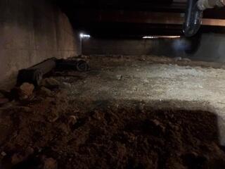 Bare-Earth Crawl Space Before Moisture Control Installation