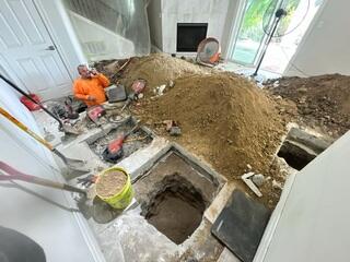 Interior Excavation for Push Pier Foundation Repair