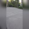 After the driveway had been lifted and leveled.