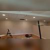 Half wall, new LED recessed lights on dimmers.