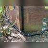 The old downspouts and extensions were installed to draw the water away from the foundation.