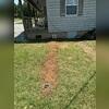 After installing the drainage outside, it is covered with dirt and the drain is flush with the ground.