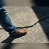 This picture next to our inspectors shoe gives good context as to how deep the crack was.