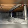 Another shot of the finished encapsulation, with a look at our crawl space dehumidifier! This will be regulating the humidity in the crawl space in the most efficient way possible.
