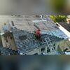 Here you can see us installing shingles over our tan and white colored underlayments. The white Water & Ice shield underlayment has a glue backing, which helps create a watertight seal when we nail our shingles over it.