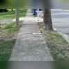 This homeowner's concrete sidewalk began to settle due to persistent moisture intrusion and shifting soil beneath the slabs, which created voids and weakened support over time.