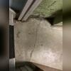 Due to water constantly seeping in and sitting on the floor over time, the floor developed signs of water damage. The darker marks and slightly deteriorated look of the floor were clear indicators that water was in this basement!