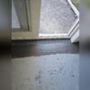 Install TrenchDrain by the door so surface water is intercepted and tied into the WaterGuard line.